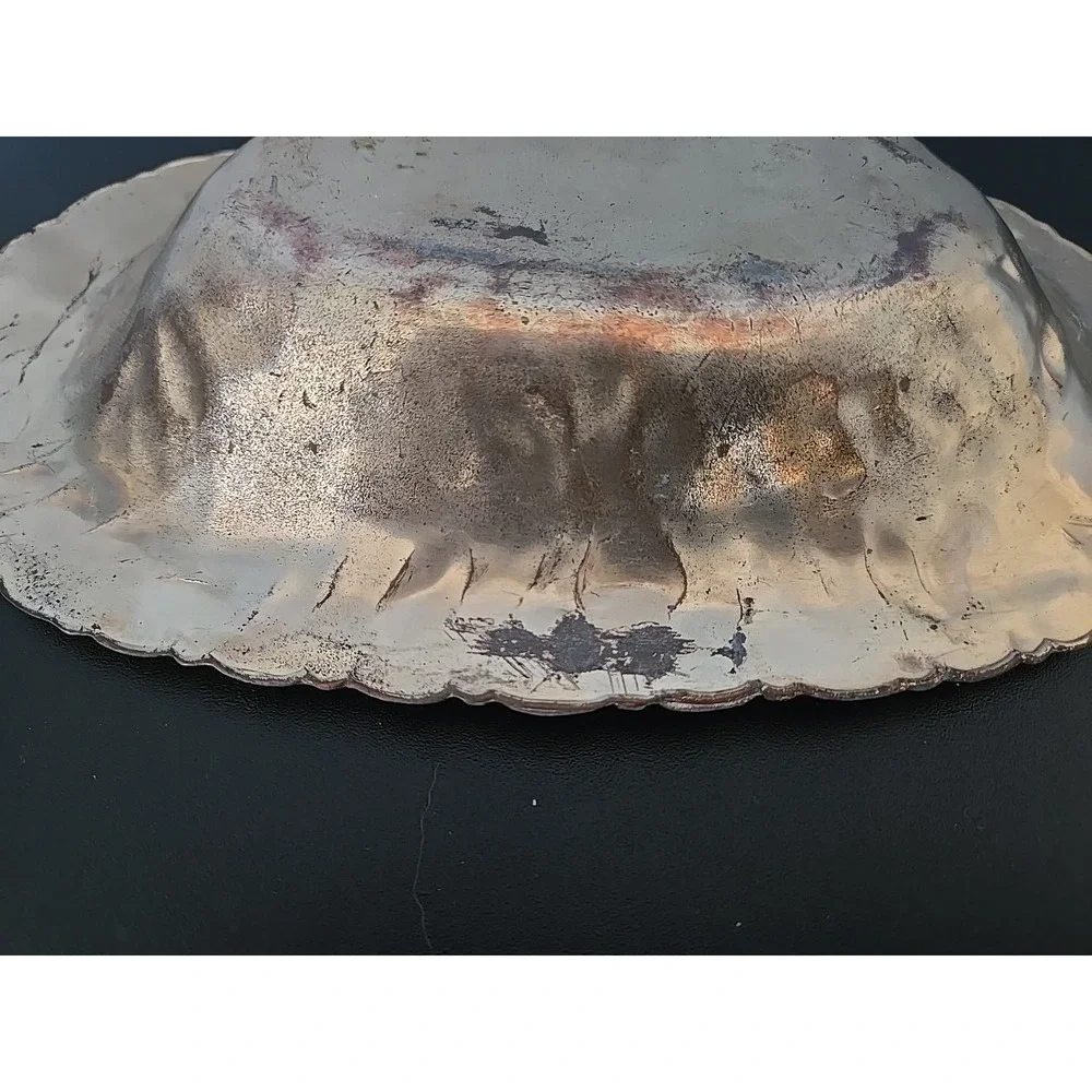 Antique Silver Gold Copper Tone Bowl 9.5